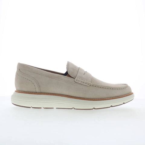 Rockport Total Motion Cadwyn Mens Beige Suede Loafers & Slip Ons Penny Shoes