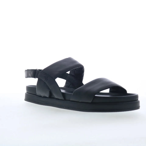Miz Mooz Toto Womens Black Leather Strap Strap Sandals Shoes