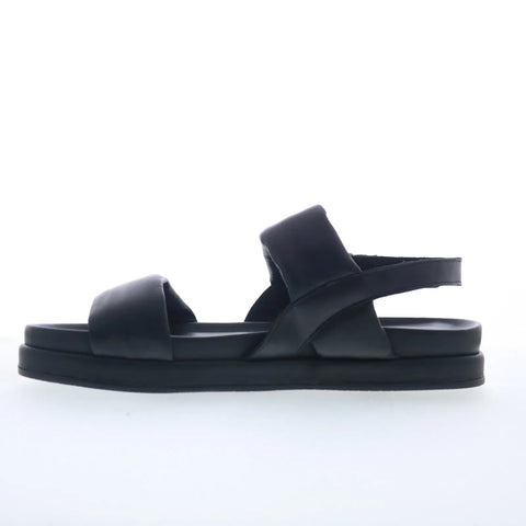 Miz Mooz Toto Womens Black Leather Strap Strap Sandals Shoes
