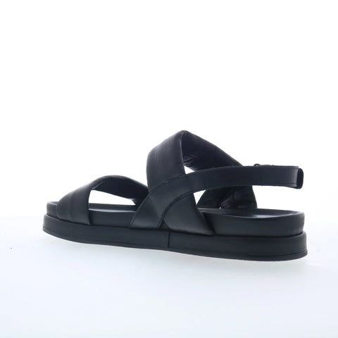 Miz Mooz Toto Womens Black Leather Strap Strap Sandals Shoes