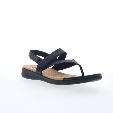 Softwalk Tracy S2517-001 Womens Black Leather Slip On Slingback Sandals Shoes