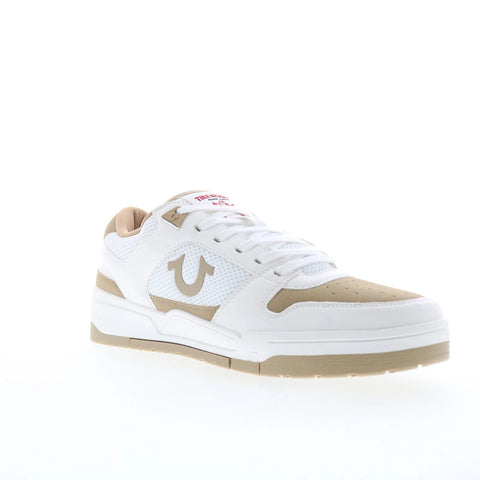 True Religion Travis Mens White Leather Lace Up Lifestyle Sneakers Shoes