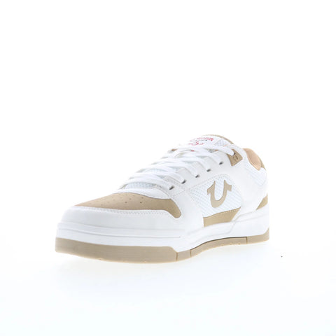 True Religion Travis Mens White Leather Lace Up Lifestyle Sneakers Shoes