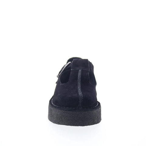 Clarks Trek Wedge Tbar 26180222 Womens Black Suede Loafer Flats Shoes
