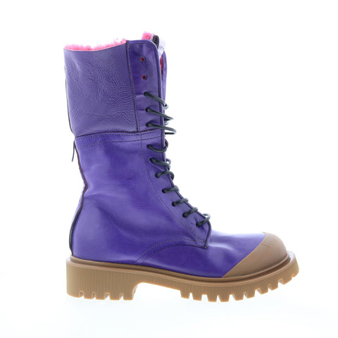 A.S. 98 Trey Fur Womens Purple Leather Zipper Casual Dress Boots