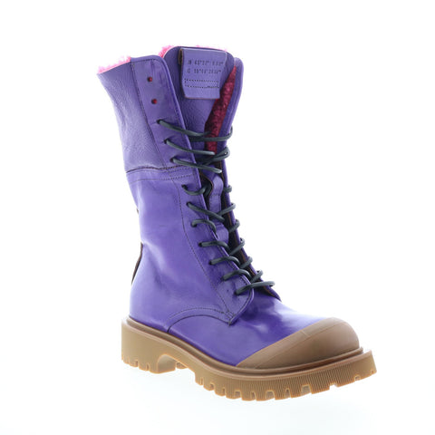 A.S. 98 Trey Fur Womens Purple Leather Zipper Casual Dress Boots