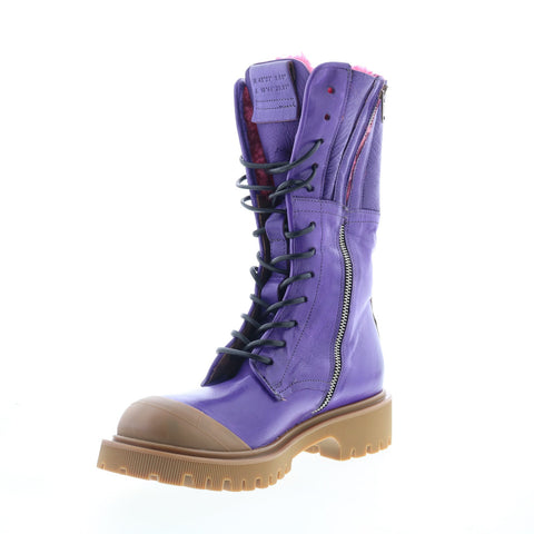 A.S. 98 Trey Fur Womens Purple Leather Zipper Casual Dress Boots