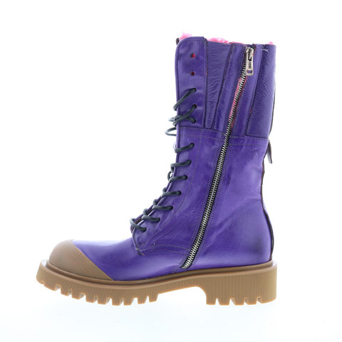 A.S. 98 Trey Fur Womens Purple Leather Zipper Casual Dress Boots