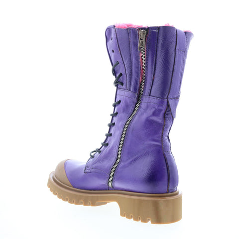 A.S. 98 Trey Fur Womens Purple Leather Zipper Casual Dress Boots