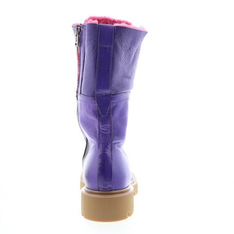 A.S. 98 Trey Fur Womens Purple Leather Zipper Casual Dress Boots