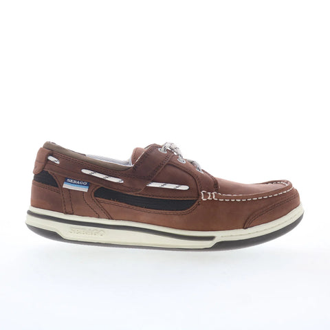 Sebago Triton Three Eyelets Nubuck Mens Brown Loafers & Slip Ons Boat Shoes