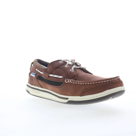 Sebago Triton Three Eyelets Nubuck Mens Brown Loafers & Slip Ons Boat Shoes