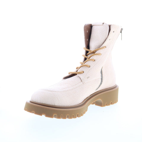 A.S. 98 Truett Womens White Leather Lace Up Casual Dress Boots
