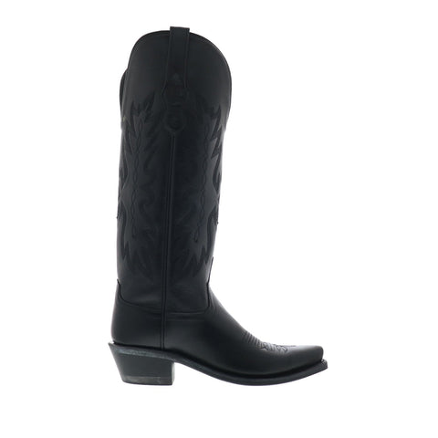 Jama Old West TS1543 Womens Black Leather Slip On Cowboy Western Boots