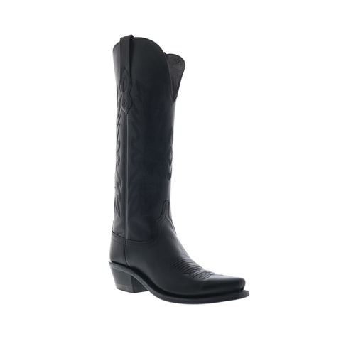 Jama Old West TS1543 Womens Black Leather Slip On Cowboy Western Boots