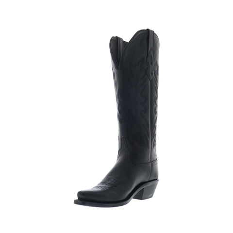 Jama Old West TS1543 Womens Black Leather Slip On Cowboy Western Boots