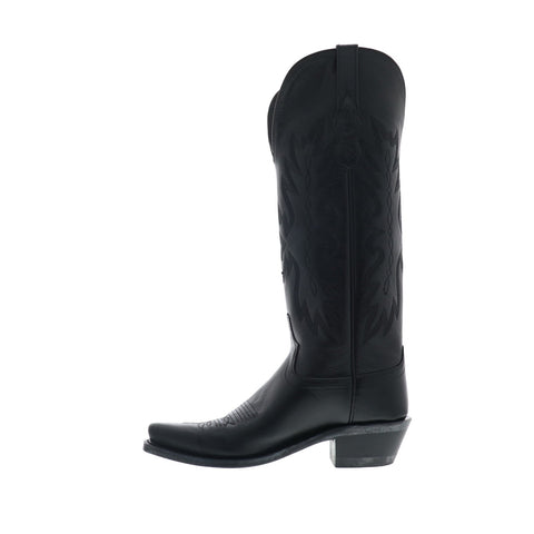 Jama Old West TS1543 Womens Black Leather Slip On Cowboy Western Boots