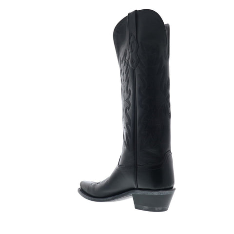 Jama Old West TS1543 Womens Black Leather Slip On Cowboy Western Boots