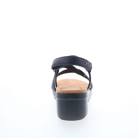 Clarks Tuleah May 26177379 Womens Black Leather Strap Strap Sandals Shoes
