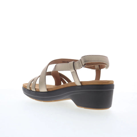 Clarks Tuleah May 26177381 Womens Gray Leather Strap Sandals Shoes