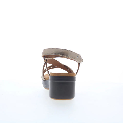 Clarks Tuleah May 26177381 Womens Gray Leather Strap Sandals Shoes