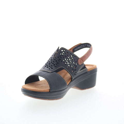 Clarks Tuleah Sun 26177382 Womens Black Leather Strap Sandals Shoes