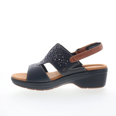 Clarks Tuleah Sun 26177382 Womens Black Leather Strap Sandals Shoes