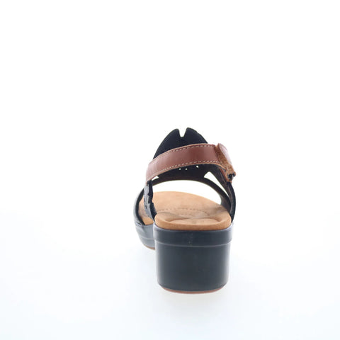 Clarks Tuleah Sun 26177382 Womens Black Leather Strap Sandals Shoes
