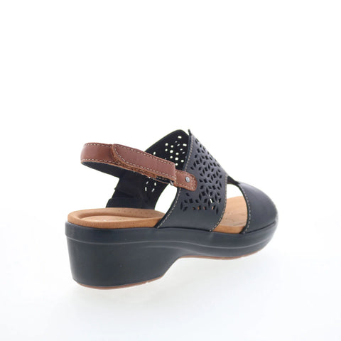 Clarks Tuleah Sun 26177382 Womens Black Leather Strap Sandals Shoes
