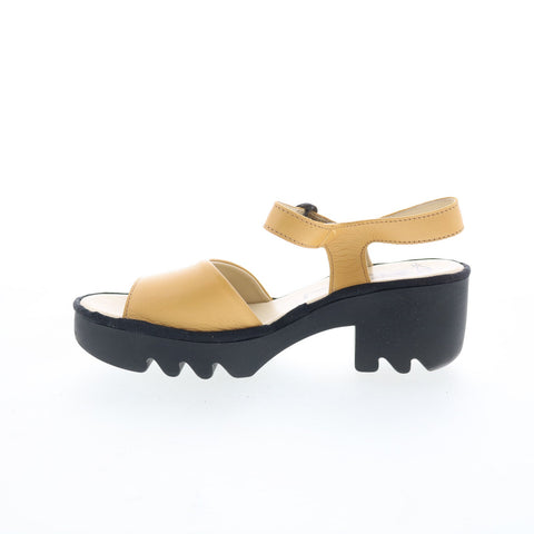 Fly London Tull TULL503FLY-004 Womens Yellow Leather Heeled Sandals Shoes