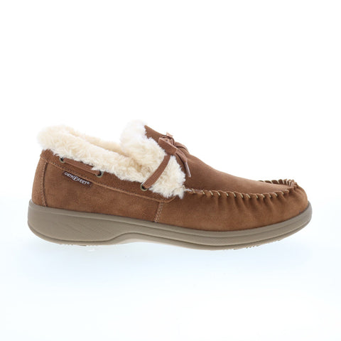 Orthofeet Tuscany TUSCANY Mens Brown Suede Lace Up Moccasin Slippers Shoes