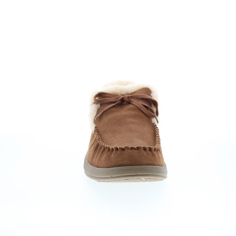 Orthofeet Tuscany TUSCANY Mens Brown Suede Lace Up Moccasin Slippers Shoes