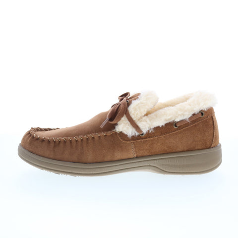 Orthofeet Tuscany TUSCANY Mens Brown Suede Lace Up Moccasin Slippers Shoes