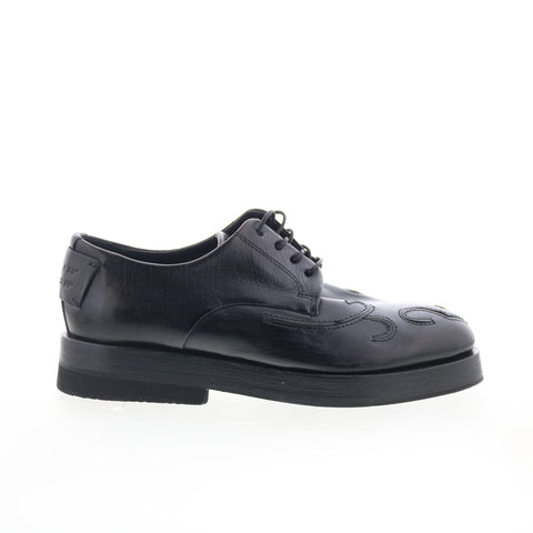 A.S. 98 Tylor Womens Black Leather Lace Up Oxford Flats Shoes