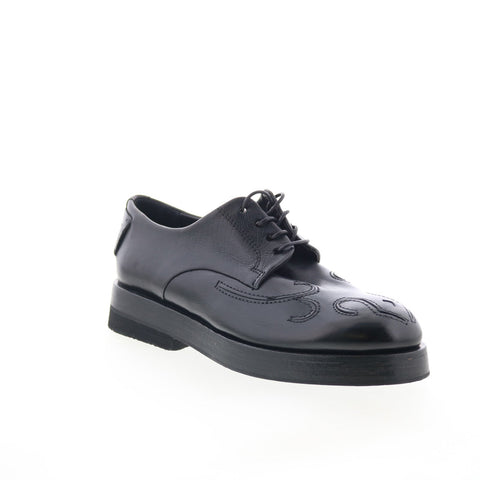 A.S. 98 Tylor Womens Black Leather Lace Up Oxford Flats Shoes