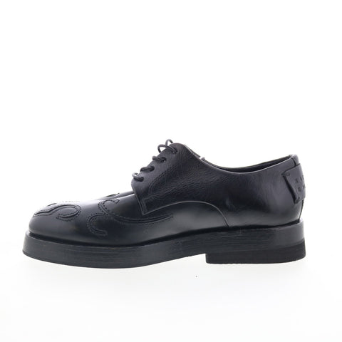 A.S. 98 Tylor Womens Black Leather Lace Up Oxford Flats Shoes