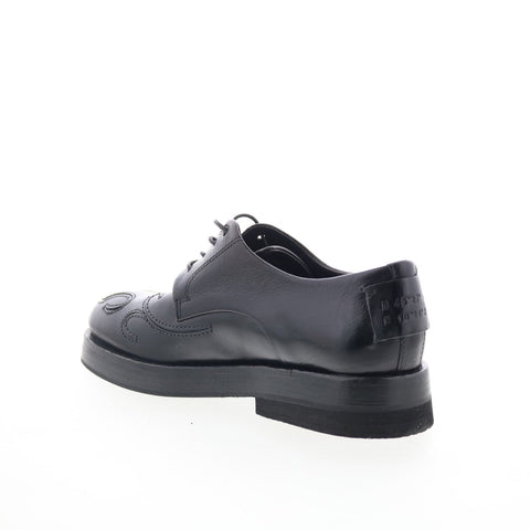 A.S. 98 Tylor Womens Black Leather Lace Up Oxford Flats Shoes