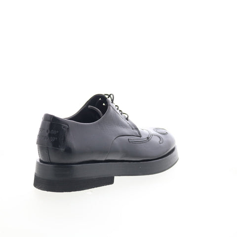 A.S. 98 Tylor Womens Black Leather Lace Up Oxford Flats Shoes