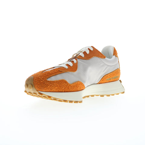 New Balance 327 U327SA Mens Orange Suede Lace Up Lifestyle Sneakers Shoes