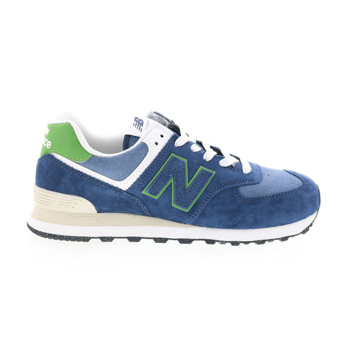 New Balance 574 U574QBL Mens Blue Suede Lace Up Lifestyle Sneakers Shoes