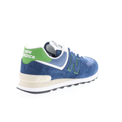 New Balance 574 U574QBL Mens Blue Suede Lace Up Lifestyle Sneakers Shoes