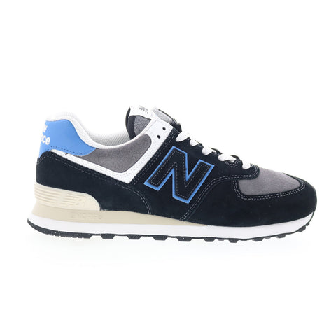 New Balance 574 U574QRB Mens Black Suede Lace Up Lifestyle Sneakers Shoes