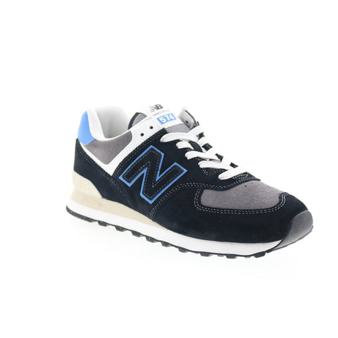 New Balance 574 U574QRB Mens Black Suede Lace Up Lifestyle Sneakers Shoes