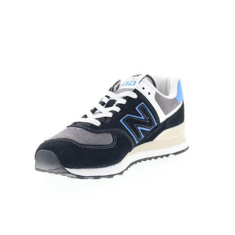 New Balance 574 U574QRB Mens Black Suede Lace Up Lifestyle Sneakers Shoes