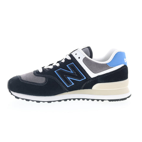 New Balance 574 U574QRB Mens Black Suede Lace Up Lifestyle Sneakers Shoes