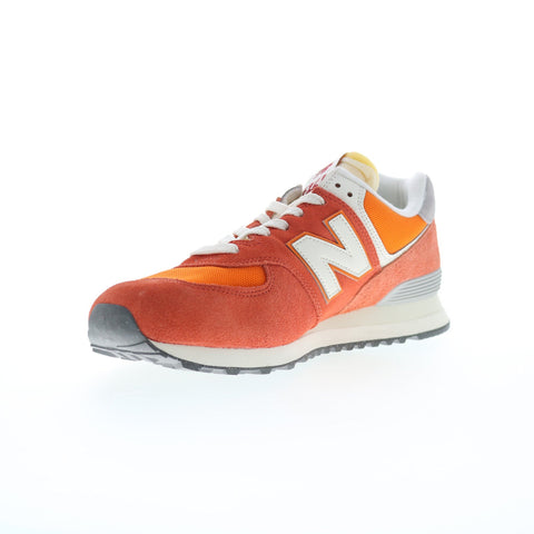 New Balance 574 U574RCB Mens Orange Suede Lace Up Lifestyle Sneakers Shoes
