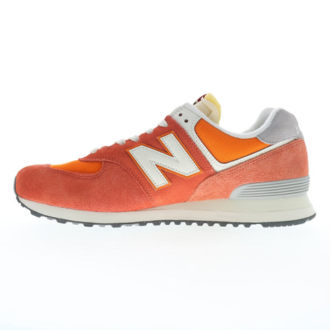 New Balance 574 U574RCB Mens Orange Suede Lace Up Lifestyle Sneakers Shoes