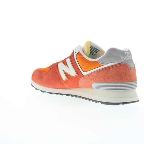 New Balance 574 U574RCB Mens Orange Suede Lace Up Lifestyle Sneakers Shoes