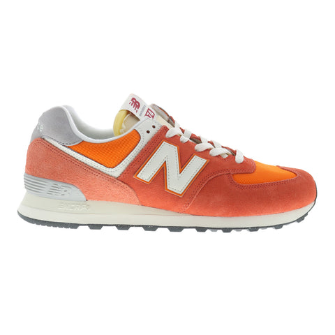 New Balance 574 U574RCB Mens Orange Suede Lace Up Lifestyle Sneakers Shoes