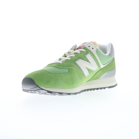 New Balance 574 U574RCC Mens Green Suede Lace Up Lifestyle Sneakers Shoes
